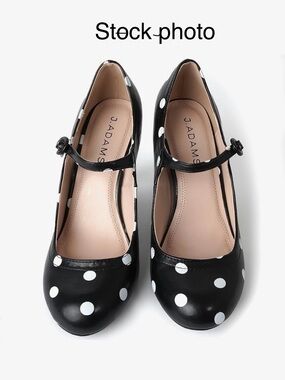J Adams Black with White Polka Dot Mary Jane heels